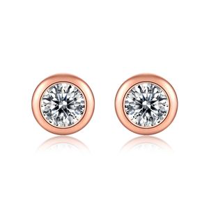 Simple Round Moissanite CZ 925 Sterling Silver Stud Earrings &ndash; 925 sterling silver