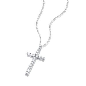 Classic Moissanite CZ Cross 925 Sterling Silver Necklace &ndash; 925 sterling silver