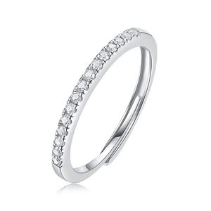 Moissanite Geometric Design Minimalist Fashion Silver 925 Sterling Silver Adjustable Ring &ndash; 925 sterling silver