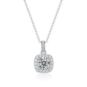 Elegant Cushion Cut Design for Women Geometric Moissanite 925 Sterling Silver Necklace &ndash; 925 sterling silver