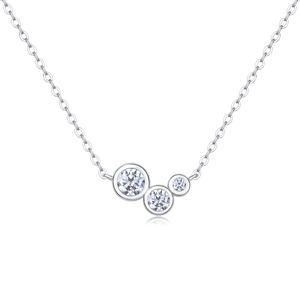Elegant Moissanite Geometric Design 925 Sterling Silver Pendant Necklace &ndash; 925 sterling silver