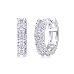 Fashion Women in 925 Sterling Silver Elegant Design Geometric Moissanite Hoop Earrings &ndash; 925 sterling silver