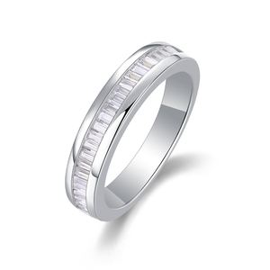 Geometric Baguette Cut Moissanite 925 Sterling Silver Band Ring &ndash; 925 sterling silver