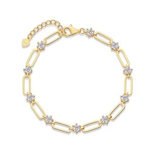 Geometric Round Moissanite 925 Sterling Silver Bracelet &ndash; 925 sterling silver