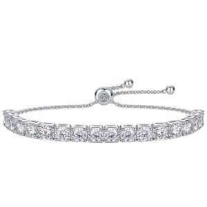 Women 925 Sterling Silver Adjustable Luxury Fashion Jewelry Elegant Moissanite Tennis Bracelet &ndash; 925 sterling silver