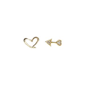 Asymmetry CZ An Arrow Pierces the Heart 925 Sterling Silver Stud Earrings &ndash; 925 sterling silver