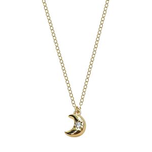 Classic CZ Crescent Moon 925 Sterling Silver Necklace &ndash; 925 sterling silver