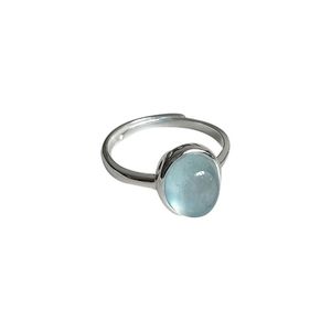 Graduation Oval Natural Aquamarine 925 Sterling Silver Adjustable Ring &ndash; 925 sterling silver