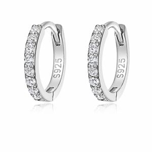 Mossanite 925 Sterling Silver Clasped Hoop Earrings &ndash; 925 sterling silver