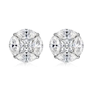 Round Full Set Marquise Cut Versatile  925 Sterling Silver Earrings &ndash; 925 sterling silver