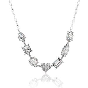 Mocanite Geometric Heart-Shaped Mixed-Cut 925 Sterling Silver Necklace &ndash; 925 sterling silver