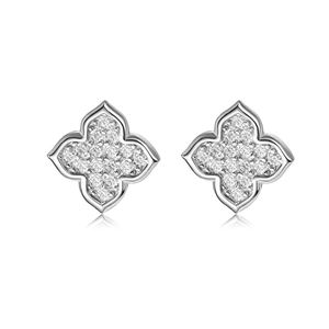 White Moissanite Clover Flower Stud Earrings In 925 Sterling Silver Stud Earrings &ndash; 925 sterling silver