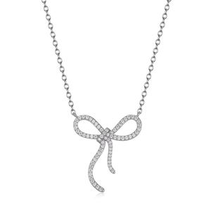 Mimosa Stone Ribbon Bow High Quality 925 Sterling Silver Necklace &ndash; 925 sterling silver