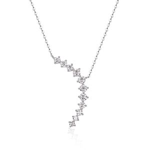Asymmetrical Wave Geometric White Moissanite S925 Sterling Silver Necklace &ndash; 925 sterling silver