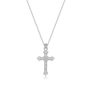 Vintage Cross Moissanite  925 Sterling Silver  Necklace &ndash; 925 sterling silver