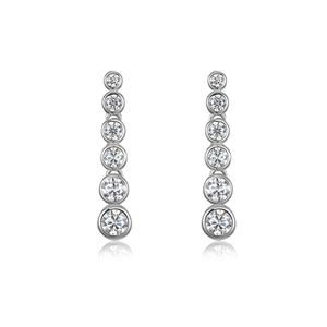 Moissanite Graduated Six Round Bezel Set Drop Earrings White Gold Tone 925 Sterling Silver Geometric Long Dangle Earrings For Women Elegant Fashion Pa &ndash; 925 sterling silver