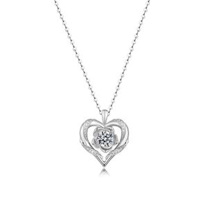 Heart Rose Flower Silver 925 Sterling Silver Moissanite Pendant Necklace &ndash; 925 sterling silver