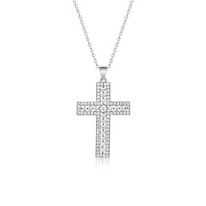 Cross Necklace with Moissanite Pendant  Minimalist 925 Sterling Silver Necklace &ndash; 925 sterling silver