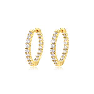 Geometric Round Hoop Moissanite 925 Sterling Silver Full Eternity Circle Huggie Earrings &ndash; 925 sterling silver