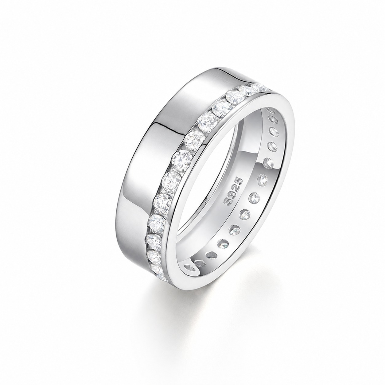 Simple Yet Elegant Full Band Moissanite For Men 925 Sterling Silver Ring &ndash; 925 sterling silver