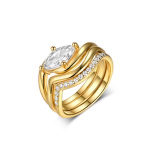 Mossanite Marquise Cut 3 Piece Set of 925 Sterling Silver Rings &ndash; 925 sterling silver