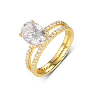 Oval-cut Moissanite 925 Sterling Silver Ring Set &ndash; 925 sterling silver