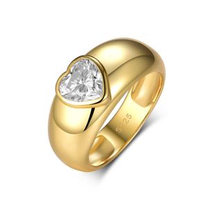 Best selling Heart-Shaped Moissanite Thick  Band 925 Sterling Silver Ring &ndash; 925 sterling silver