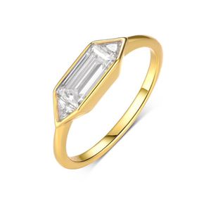 Minimalist Lightly Luxurious Geometric Moissanite 925 Sterling Silver Ring &ndash; 925 sterling silver