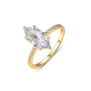 Geometric Ring with Horse Eye Shaped Moissanite 925 Sterling Silver Ring &ndash; 925 sterling silver