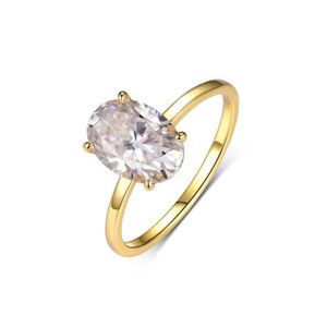 Oval Cut Moissanite 925 Sterling Silver Four Prong  Solitaire Ring &ndash; 925 sterling silver
