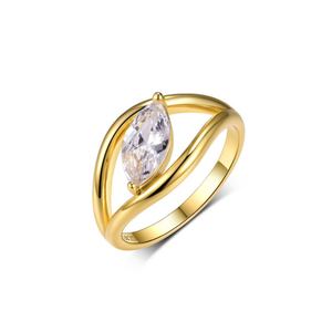 Marquise Moissanite Openwork Bypass 925 Sterling Silver Minimalist Geometric Ring &ndash; 925 sterling silver