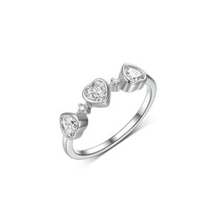 Heart Three Stone Moissanite 925 Sterling Silver Ring &ndash; 925 sterling silver