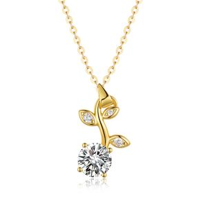 Natural Branch Leaf Moissanite  925 Sterling Silver Necklace &ndash; 925 sterling silver