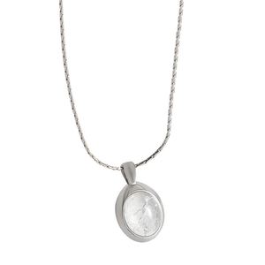 Simple Oval Natural Moonstone 925 Sterling Silver Necklace &ndash; 925 sterling silver