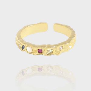 Modern Irregular Colorful CZ 925 Sterling Silver Adjustable Ring &ndash; 925 sterling silver