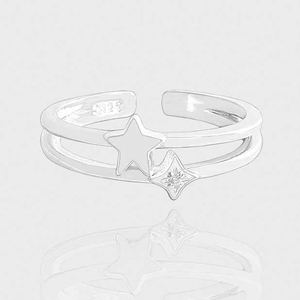 Casual Double Layers Shining Star 925 Sterling Silver Adjustable Ring &ndash; 925 sterling silver