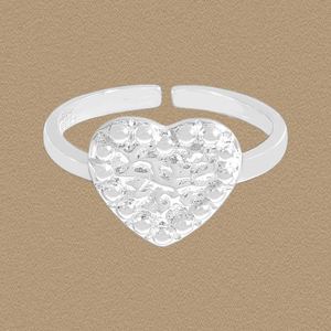 Women Irregular Pattern Heart 925 Sterling Silver Adjustable Ring &ndash; 925 sterling silver