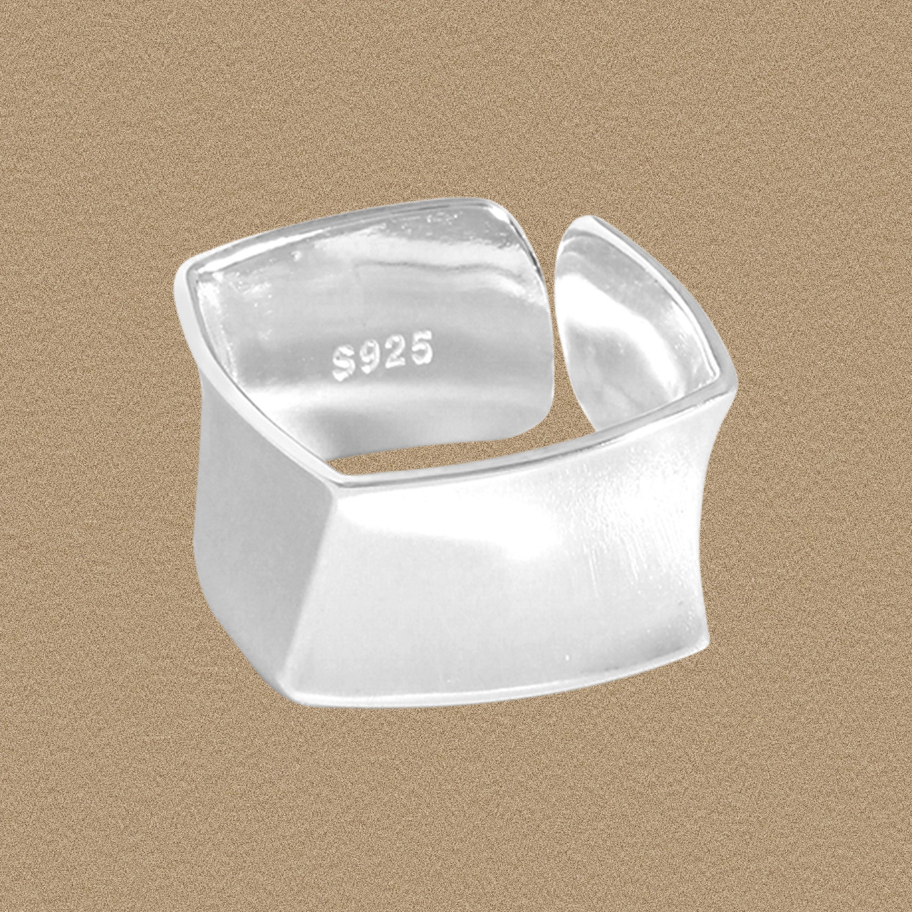 Men's Geometry Irregular Wide 925 Sterling Silver Adjustable Ring &ndash; 925 sterling silver
