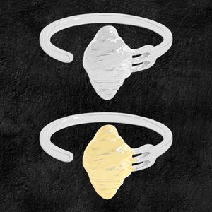 Party Irregular Fork Knife Croissant 925 Sterling Silver Adjustable Ring &ndash; 925 sterling silver
