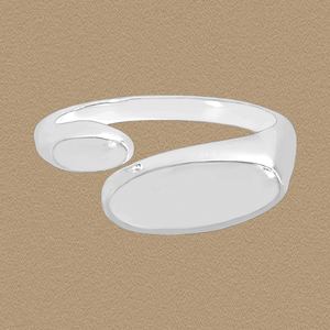 Simple Lady Geometry Oval 925 Sterling Silver Adjustable Ring &ndash; 925 sterling silver