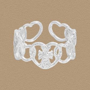 Elegant Hollow Crown Heart By Heart 925 Sterling Silver Adjustable Ring &ndash; 925 sterling silver