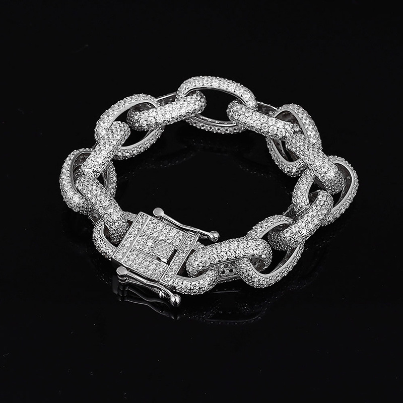 Men's Heavy Quality Thickness Oval Chain 925 Sterling Silver Bracelet &ndash; 925 sterling silver