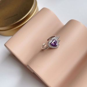 Girl Irregular Purple CZ Heart 925 Sterling Silver Adjustable Ring &ndash; 925 sterling silver