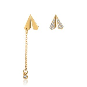 Asymmetry CZ Paper Plane Tassels New 925 Sterling Silver Dangling Earrings &ndash; 925 sterling silver