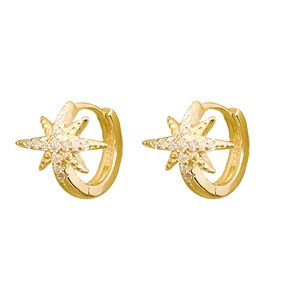 Girl CZ Shining CZ Stars 925 Sterling Silver Hoop Earrings &ndash; 925 sterling silver