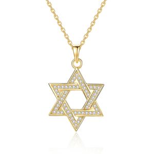 Religious Six Pointed Star Moissanite Pendant 925 Sterling Silver Necklace &ndash; 925 sterling silver