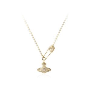Gift CZ Saturn Planet Pin 925 Sterling Silver Necklace &ndash; 925 sterling silver