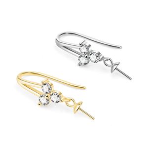 New CZ Three Leaf Clover 925 Sterling Silver DIY Earring Hooks &ndash; 925 sterling silver