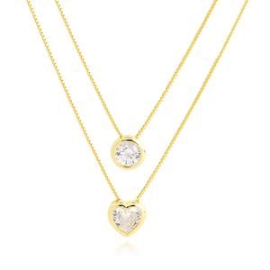 Cubic Zirconia Round and Heart-Shaped Beaded Pendants  925 Sterling Silver Necklace &ndash; 925 sterling silver