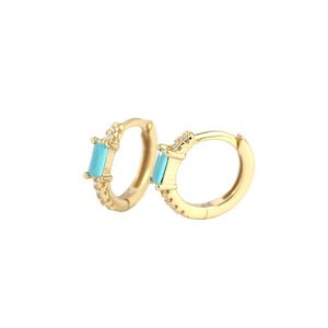 New Rectangle CZ Geometry 925 Sterling Silver Huggie Hoop Earrings &ndash; 925 sterling silver